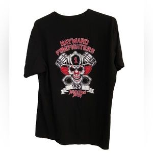 High End Hayward CA Firefighters 1909 Clown Skull Men’s XL T-Shirt MINTY